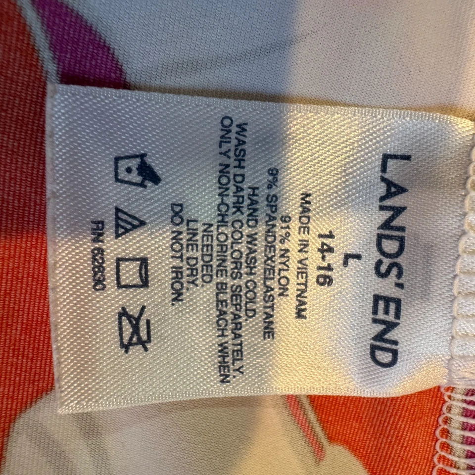 Protector contra erupciones Lands End para mujer rojo rosa floral manga larga elástico piscina playa talla L Foto 4 de 4