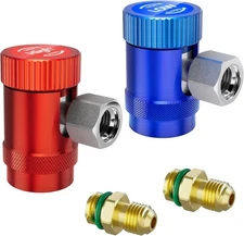 Car A/C R1234YF Quick Coupler Adapter Set with Self-Sealing & Puncture Can Tap