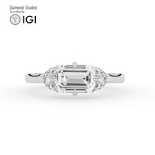 Emerald Diamond Trilogy Ring Platinum Labgrown 1.95 Ct Solitaire