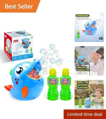 Dolphin Bubble Machine for Kids - Blows 1000 Bubbles/Min, Perfect for Outdoor...