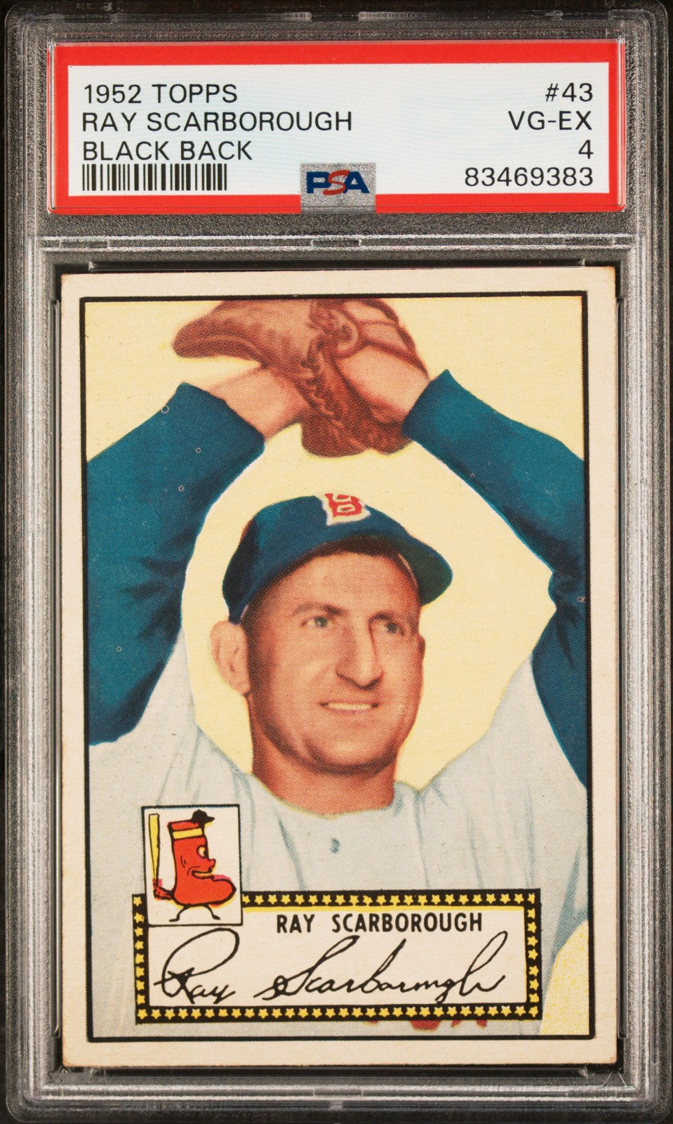 1952 TOPPS BLACK BACK #43 RAY SCARBOROUGH PSA 4