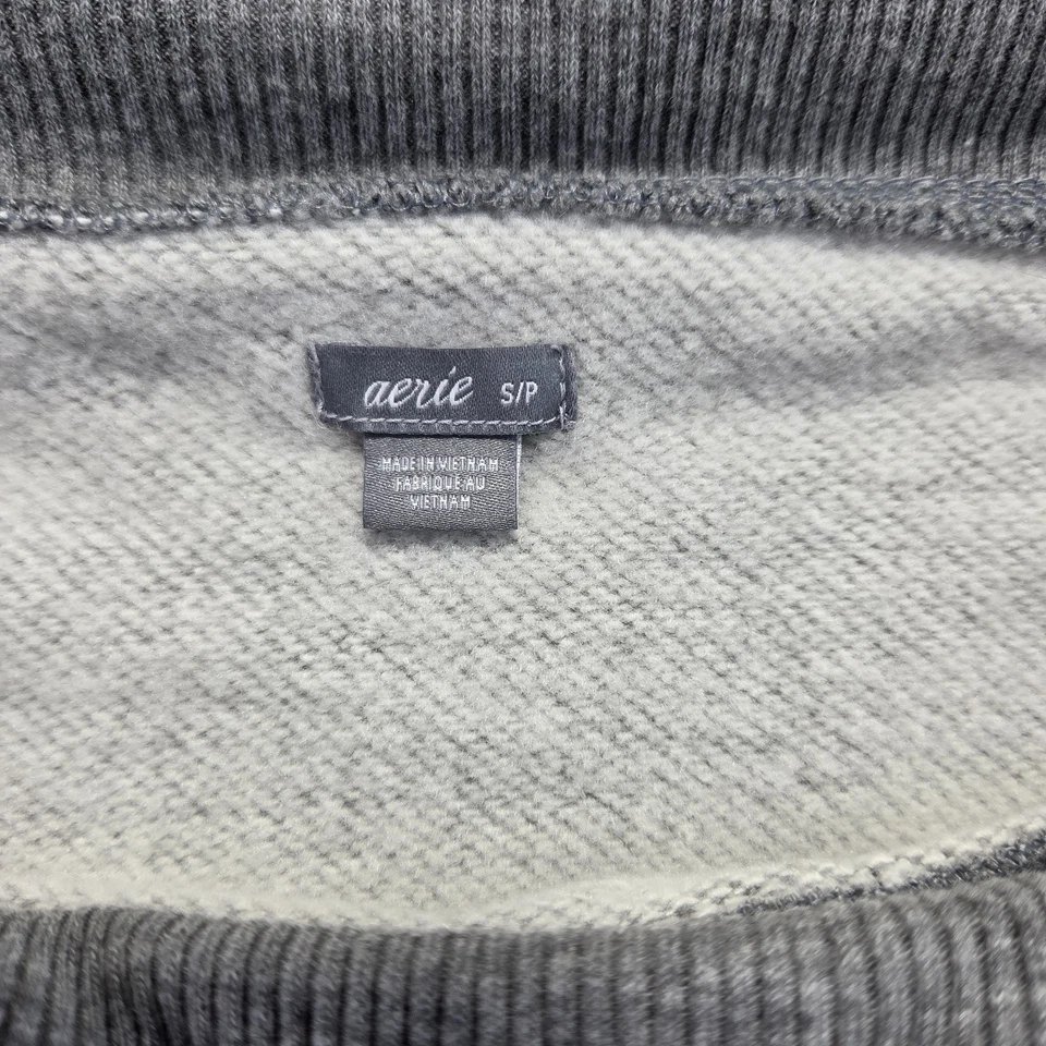 Suéter Aerie Para Mujer Talla Pequeña Gris Manga Larga Cuello Simulado Pullover Foto 4 de 4