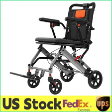 Ultra Lightweight Elderly Wheelchair W/Locking Handbrake  Removable Flip Childr