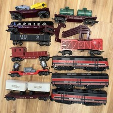 Marx O Gauge Train Lot Locomotive Flatcar Caboose Cattle Car Searchlight 12