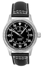 Ratio Skysurfer Pilot Black Sunray Dial Leather Automatic RTS321 200M Mens Watch