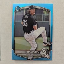 Hagen Smith 2025 Bowman Baseball Draft Chrome Sky Blue Refractor White Sox