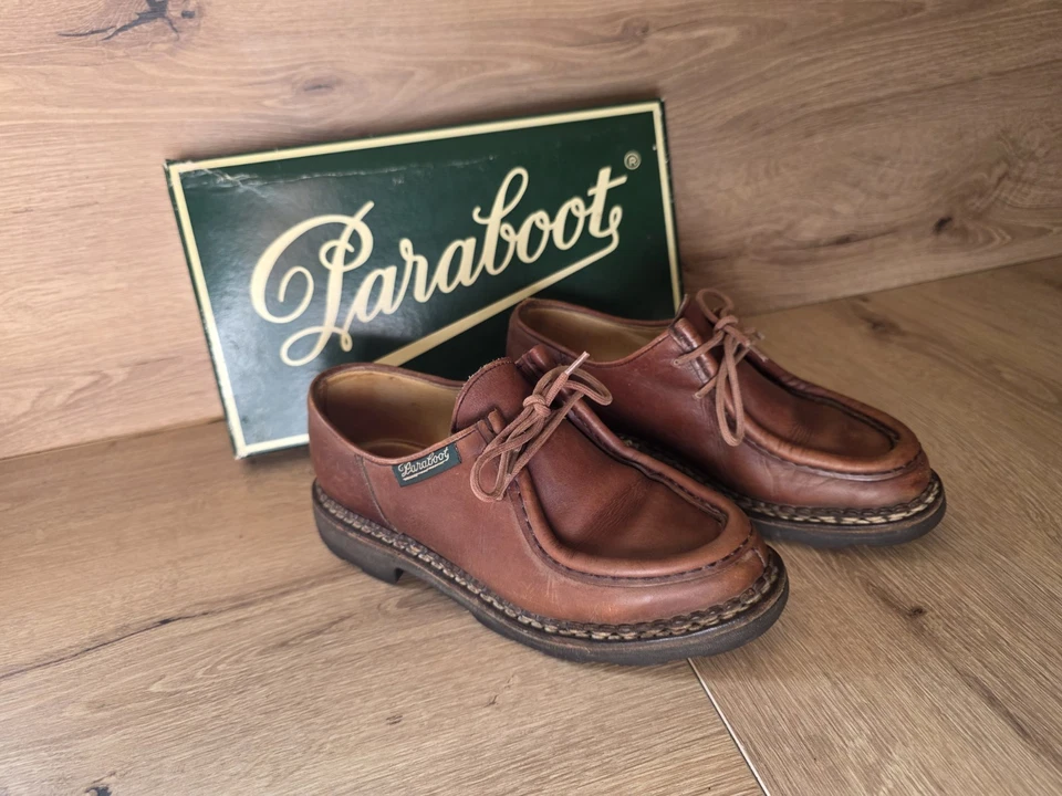 Paraboot chaussures bateau homme cuir marron lacets semelle crantée 35,5 - Photo 1/4