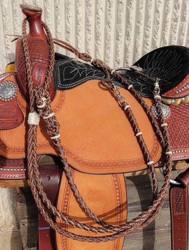 7FT Western Romal Zügel Popper geflochtenes Leder - Bild 2 von 3