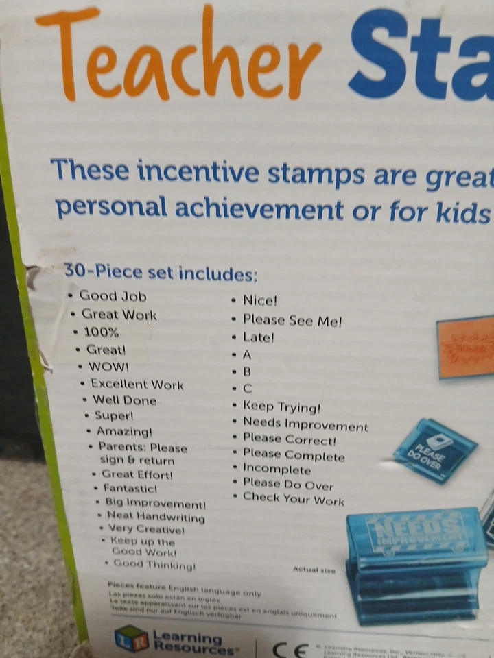 Estampillas de maestros 30 estampillas de goma de recursos de aprendizaje aula grado escolar Foto 3 de 4