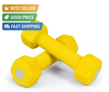 2LB Pair Yellow Neoprene Dumbbells Hand Weights for Home Gym Workout