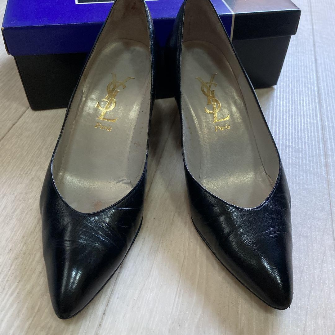 Saint Laurent decolte tacco YSL EU35 5 US5 5 pelle nera 09924a