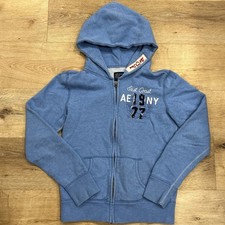 2000s American Eagle Y2K Zip Up Hoodie Sweatshirt Blue Size Small Let Love Shine