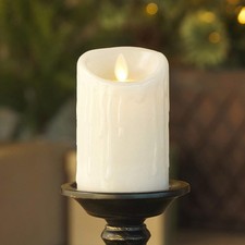 Luminara Wax Drip Flameless LED Candle, White 3" x 4.5", Timer Function, Real
