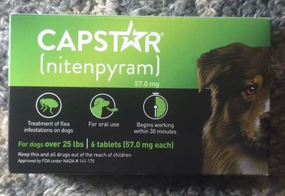 CAPSTAR NITENPYRAM FOR DOGS OVER 25LBS 57.0MG 6 TABLETS USA NEW AUTHENTIC 2027