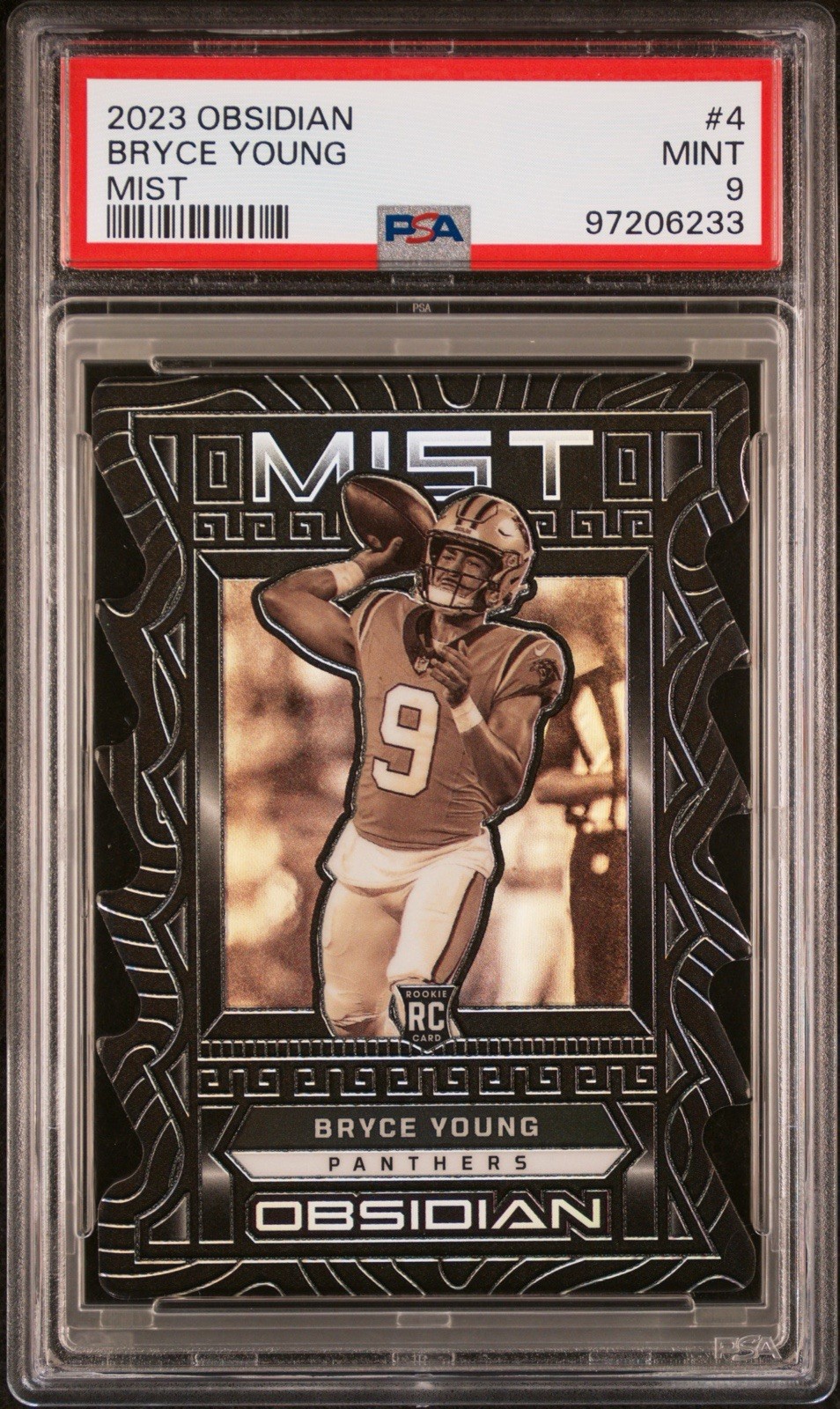 2023 Obsidian Bryce Young Rookie PSA 9 Mist SSP RC Die Cut Panthers Card #4