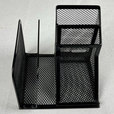 Rolodex Black Wire Mesh Multipurpose Desk Organizer 4 Compartment Contemporary