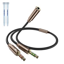 Headphone Splitter 3.5mm, 1m Audio Splitter 1 Female to 2 Headset Mic Adapter...