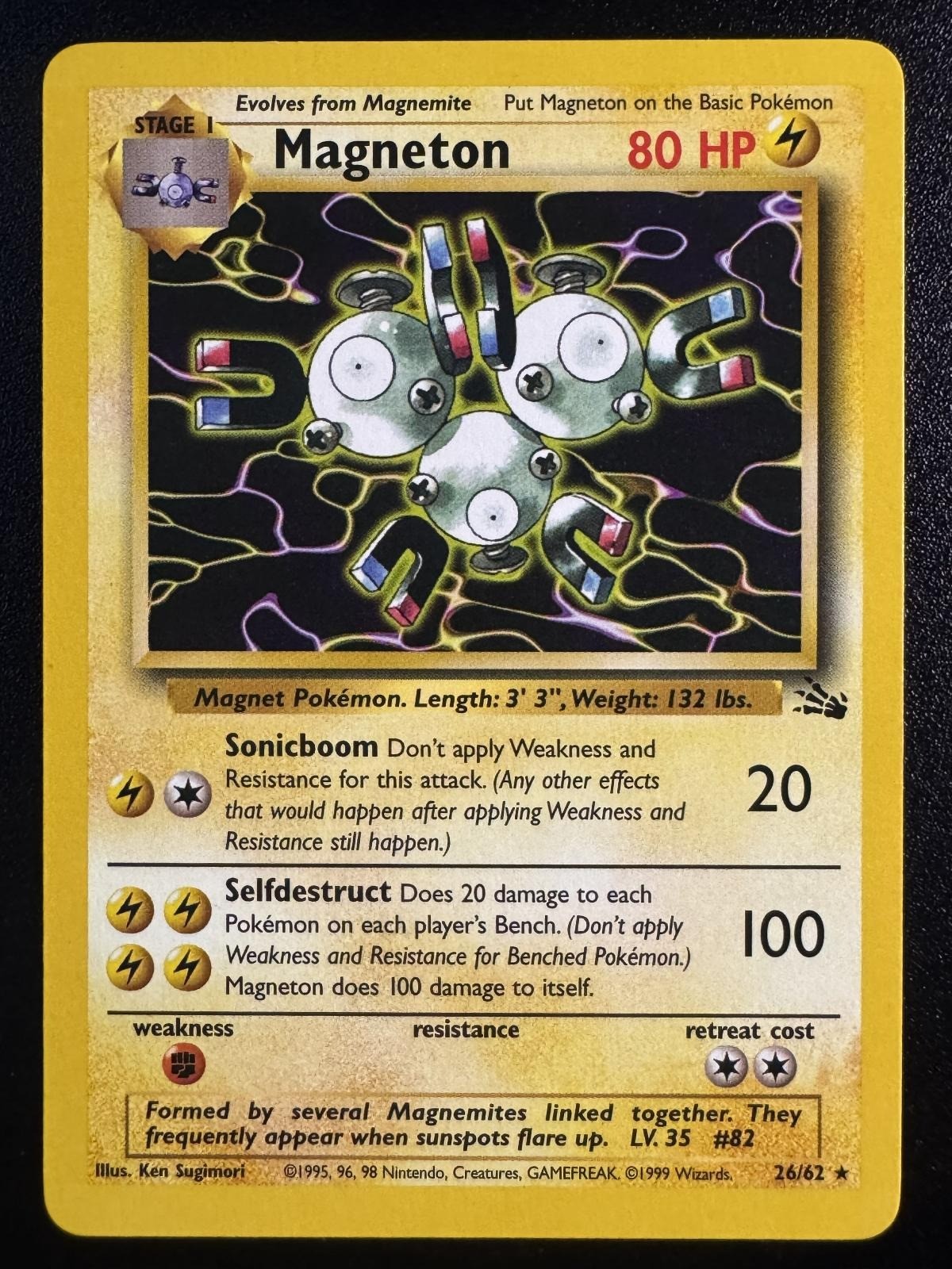 Magneton 26/62 Rare Fossil Pokemon Unlimited Lightly Played