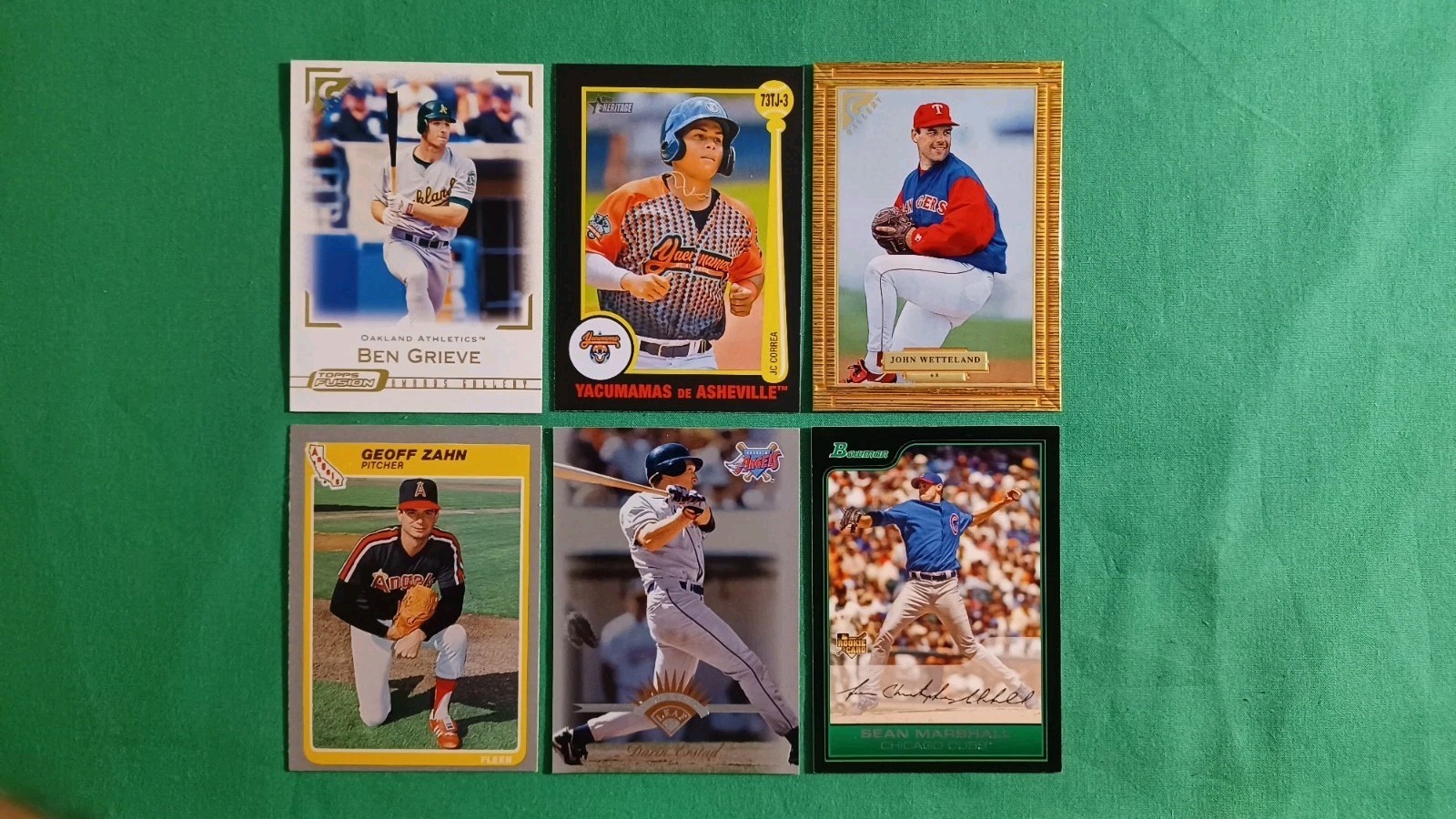 Baseball MLB (6) Grieve JC Correa Wetteland Zahn Erstad Sean Marshall RC Topps 