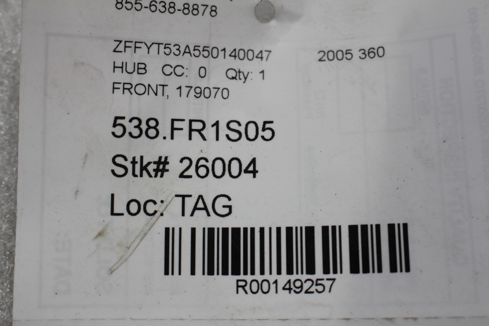 Ferrari 360 Spider Front Wheel hub P/N 179070