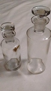 Glass Reagent Bottles Set of 2 with Ground Glass Stoppers 1961
