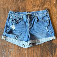 OLD NAVY BOYFRIEND MID-rise blue denim jean shorts women's size 12