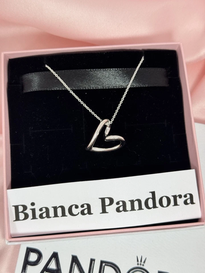 Collana Pandora Cuore Linea Sinuosa Argento - Immagine 2 di 4