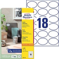 Avery Zweckform Kennzeichnungs-Etiketten Oval 63,5 X 42,3 Mm Weiß 180 Etiketten