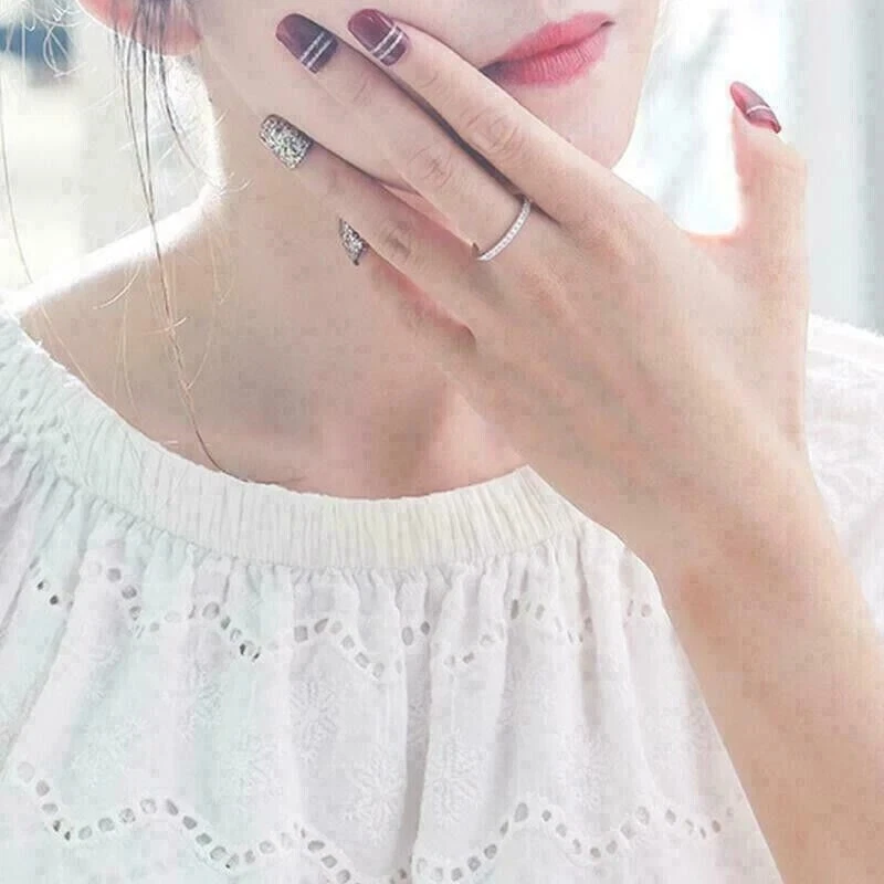 Anillo Banda Eternidad Completa 2.00 Ct Corte Redondo Diamante Natural Oro Blanco Sólido 14K Foto 4 de 4