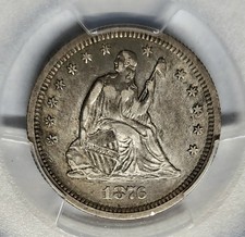 1876-S Seated Liberty Quarter - 25c PCGS AU-50 Great Details and Strike