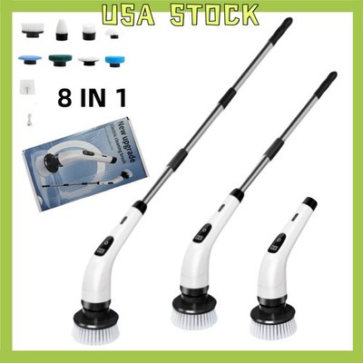 8 in 1 Electric Spin Scrubber Handheld Cleaning Brush Cordless Turbo Scrub