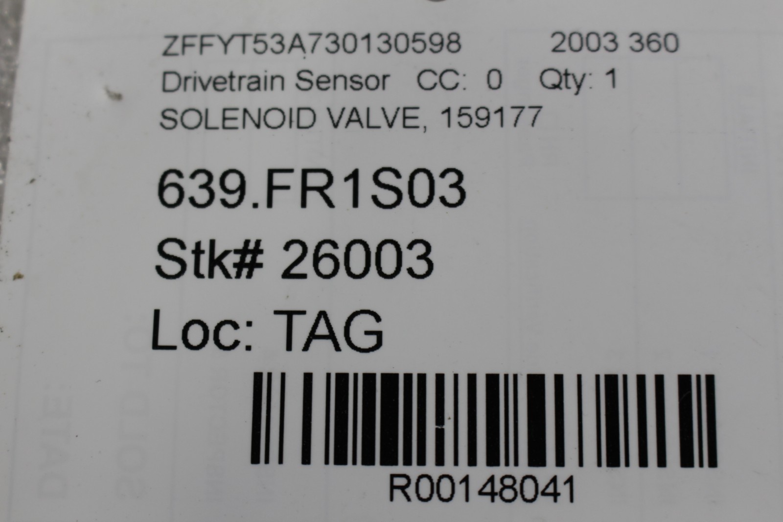 Ferrari 360, F355, 456, 550, Solenoid Valve, Used, P/N 159177