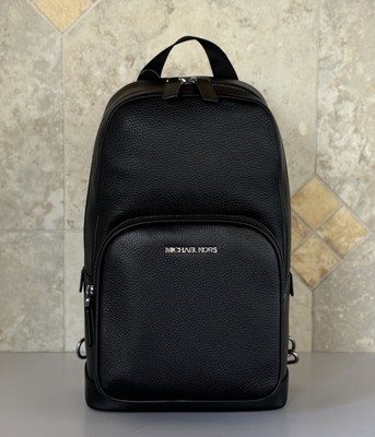 MICHAEL KORS COOPER COMMUTER SLING PACK LEATHER BACKPACK BLACK | eBay