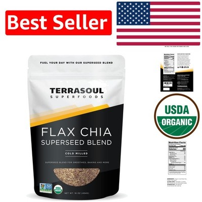 16 Oz Organic Flax Chia Superseed Blend for Healthy Snacks & Smoothies