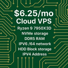USA Performance Cloud VPS AMD 2 x Ryzen 9 7950x3d  5.7 Ghz DDR5 RAM NVMe Storage