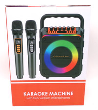 Portable Karaoke Machine w 2 Wireless Microphones LED Speaker Party