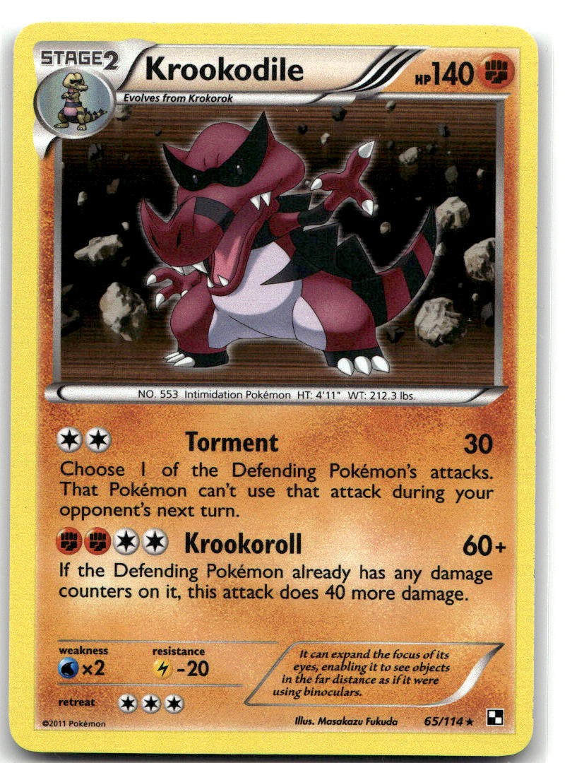 Krookodile - 65/114 NM Holofoil EN Black and White Holo Rare Holofoil