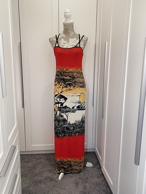 Save The Queen Size XXL Stretch Dress Safari Scene Animal Print Made In Italy