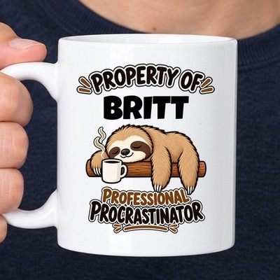 Britt lustige Zauderer Tasse personalisiert süß Faultier Geburtstagsgeschenk