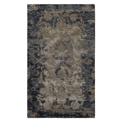 3x5 Hand Knotted LoomBloom Wool & Silk Gray Tibetan Modern Rug