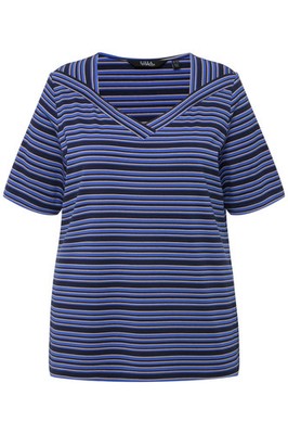 Ulla Popken Damen große Größen T Shirt Ringel Classic V Ausschnitt