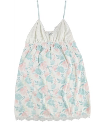P.J. Salvage Womens Flowers Pajama Night Gown, Off-White, Small
