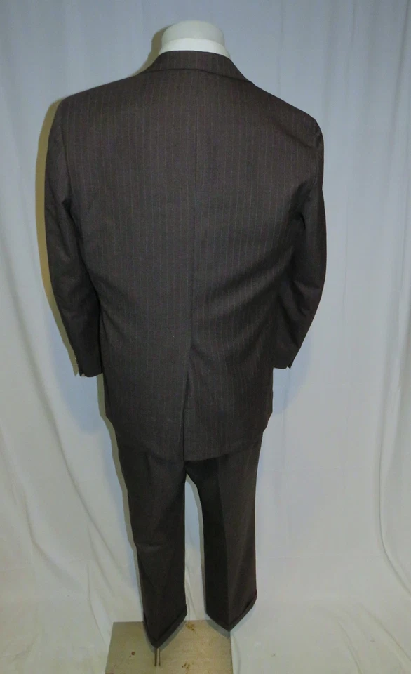 Paul Stuart Vintage Custom Made Brown Striped Two Button Suit 42R - Image 2 of 4