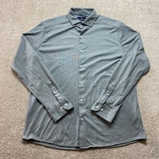 Lucchiano Visconti Men's Dress Shirt Large Green Cotton Polyester