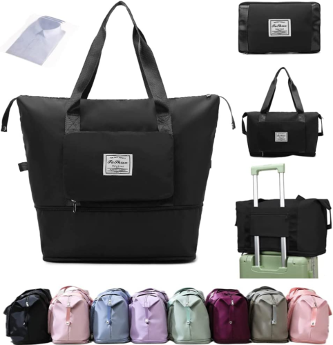 Large Capacity Folding Travel Bag,Expansion Travel Duffel Bag with Dry and Wet S