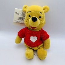 Disney Store Plush Winnie the Pooh Red Sweater 8" Mini Bean Bag Plush NWT