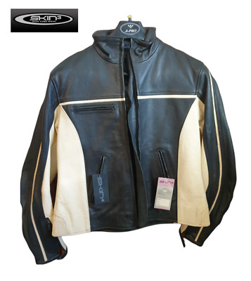 Skin3 custom leather biker jacket mod. Avenger, Black and White Size XL