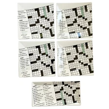 NEW YORK TIMES Crossword Puzzle Plates 9" Square + Matching 12" Tray FISHS EDDY