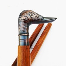 Brass Antique Designer Duck Head Handle Wooden Vintage Walking Cane Style Stick