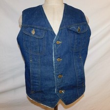 Vintage Lee Men  s L Storm Rider Denim Vest Sherpa Lined USA